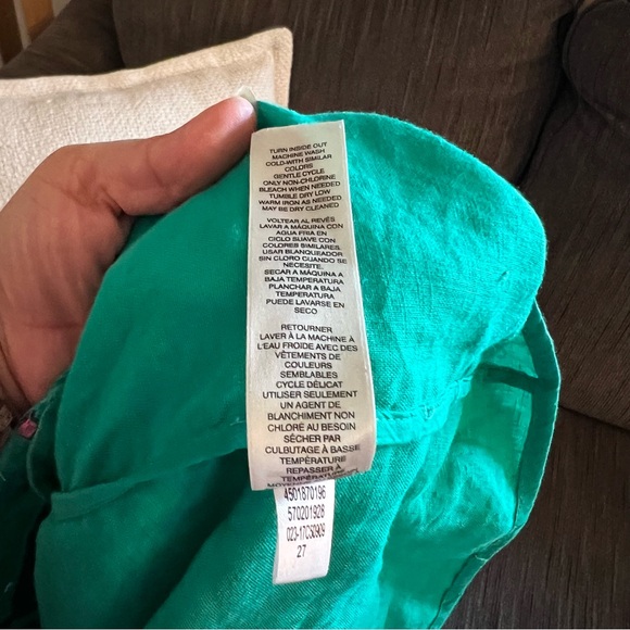 CHICOS EYELET %100 LiNEN JACKET
3/4 SLV JACKET CONGO GREEN
570201928 SIZE 4 - Picture 14 of 16